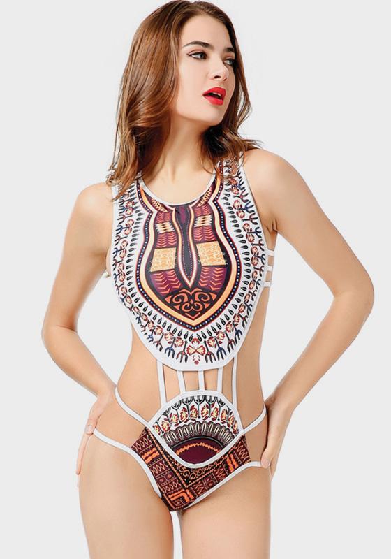 Navi African Print Cut Out Bikini Navi African Print Cut Out Bikini