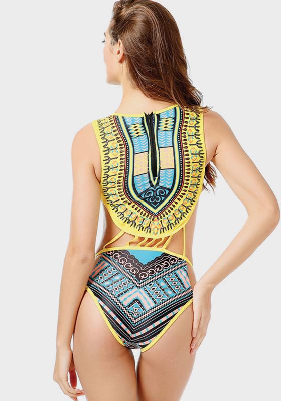 Navi African Print Cut Out Bikini Navi African Print Cut Out Bikini